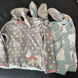 child of mine Gray and Light Blue Polar Bear Fleece Pajama Set